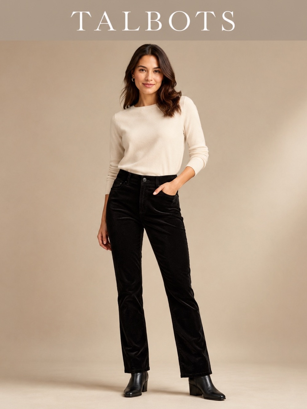 Talbots Black Velvet Pants 2P Petite Stretch Straight Leg Fall Holiday